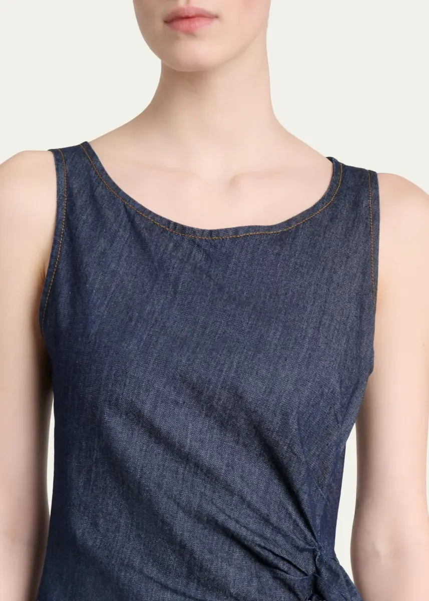 Dries Van Noten Dropps Denim Ruffle Sleeveless Midi Dress | Thumbnail 5