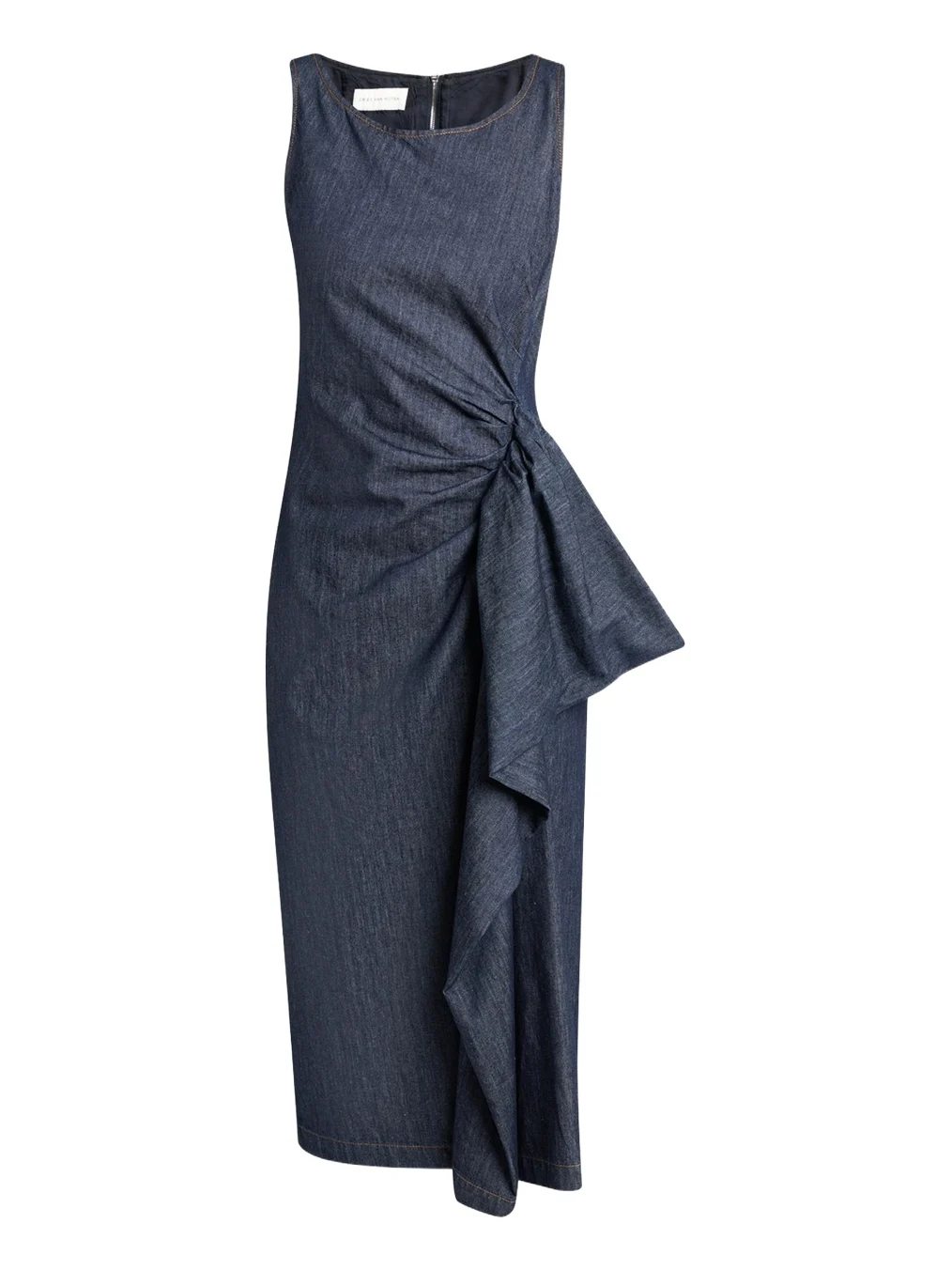 Dropps Denim Ruffle Sleeveless Midi Dress Dropps Denim Ruffle Sleeveless Midi Dress