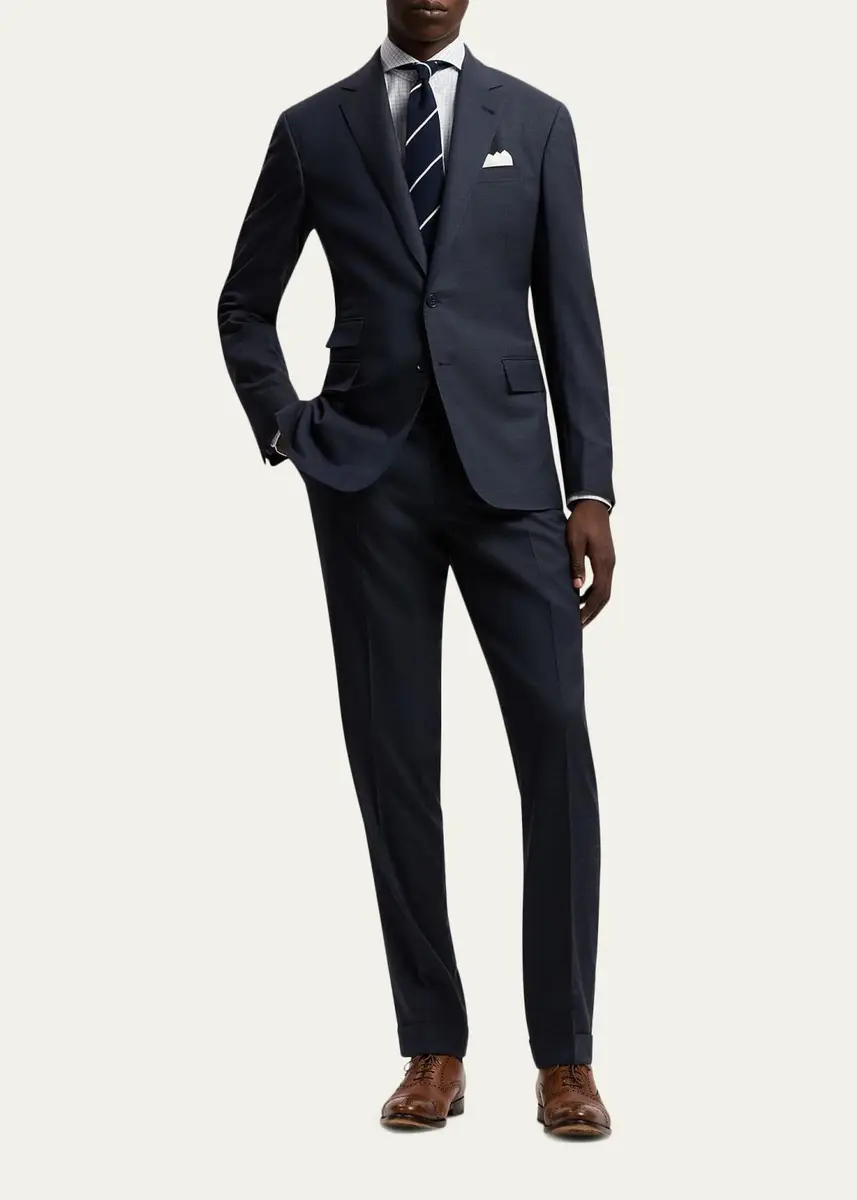 Ralph Lauren Purple Label Men's Kent Hand-Tailored Glen Plaid Wool Suit | Thumbnail 2