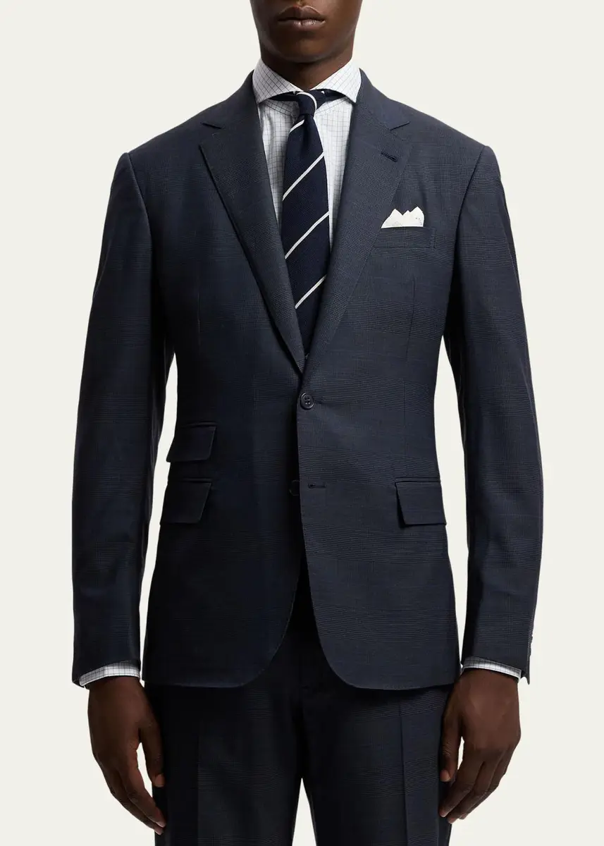 Ralph Lauren Purple Label Men's Kent Hand-Tailored Glen Plaid Wool Suit | Thumbnail 4