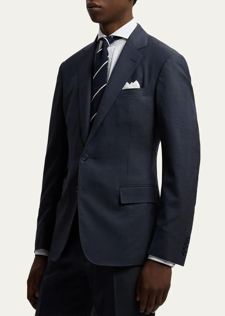 Ralph Lauren Purple Label Men's Kent Hand-Tailored Glen Plaid Wool Suit | Thumbnail 5