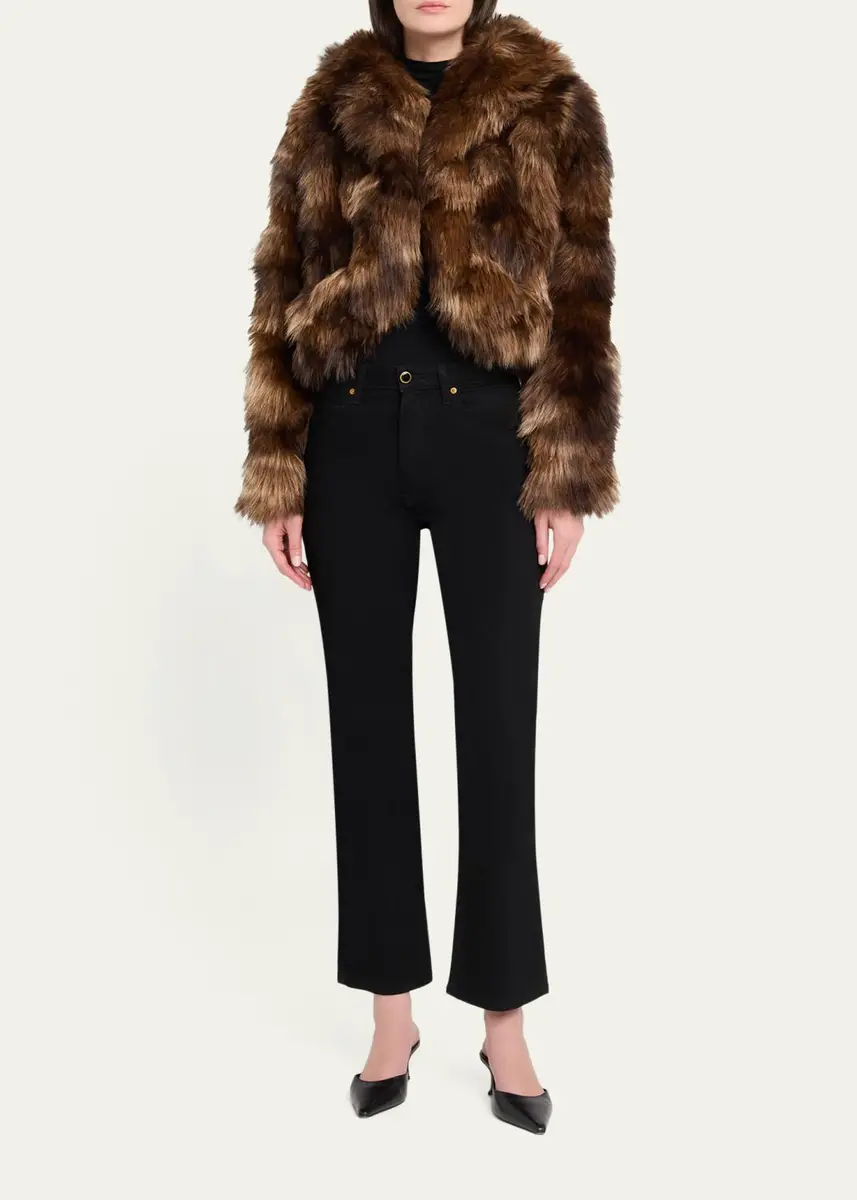 Cinq à Sept Patchwork Faux Fur Cropped Jacket | Thumbnail 2 Cinq à Sept Patchwork Faux Fur Cropped Jacket | Thumbnail 2
