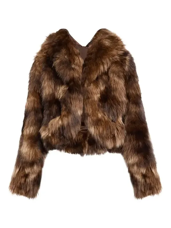 Cinq à Sept Patchwork Faux Fur Cropped Jacket