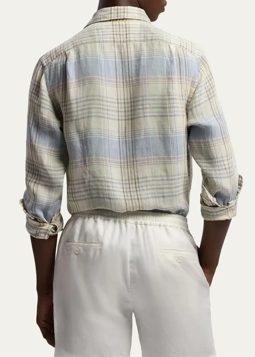 Ralph Lauren Purple Label Men's Plaid Linen Shirt | Thumbnail 3 Ralph Lauren Purple Label Men's Plaid Linen Shirt | Thumbnail 3