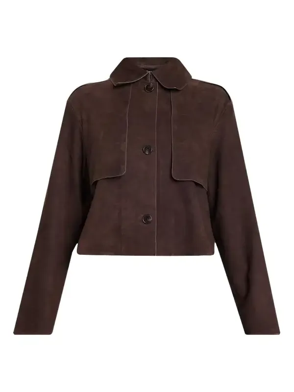 Suede Cropped Trench Coat