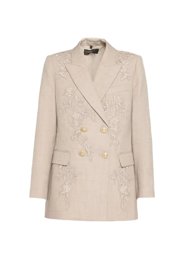 Kobi Halperin Violet Floral-Embroidered Wool Jacket