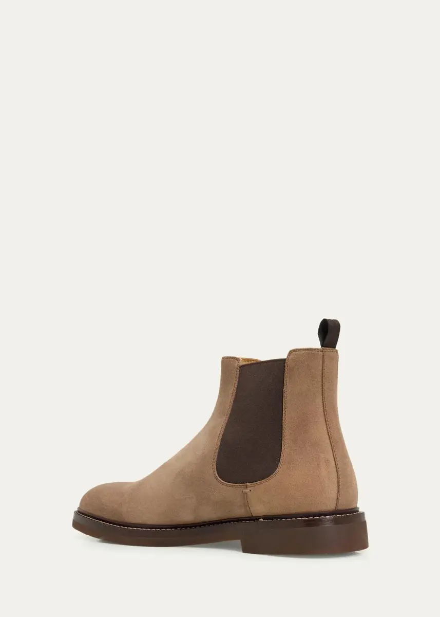Brunello Cucinelli Men's Suede Rubber-Sole Chelsea Boots | Thumbnail 2 Brunello Cucinelli Men's Suede Rubber-Sole Chelsea Boots | Thumbnail 2