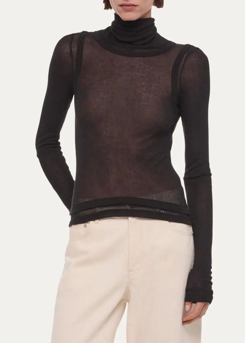 Helmut Lang Layered Sheer Turtleneck Top | Thumbnail 4 Helmut Lang Layered Sheer Turtleneck Top | Thumbnail 4