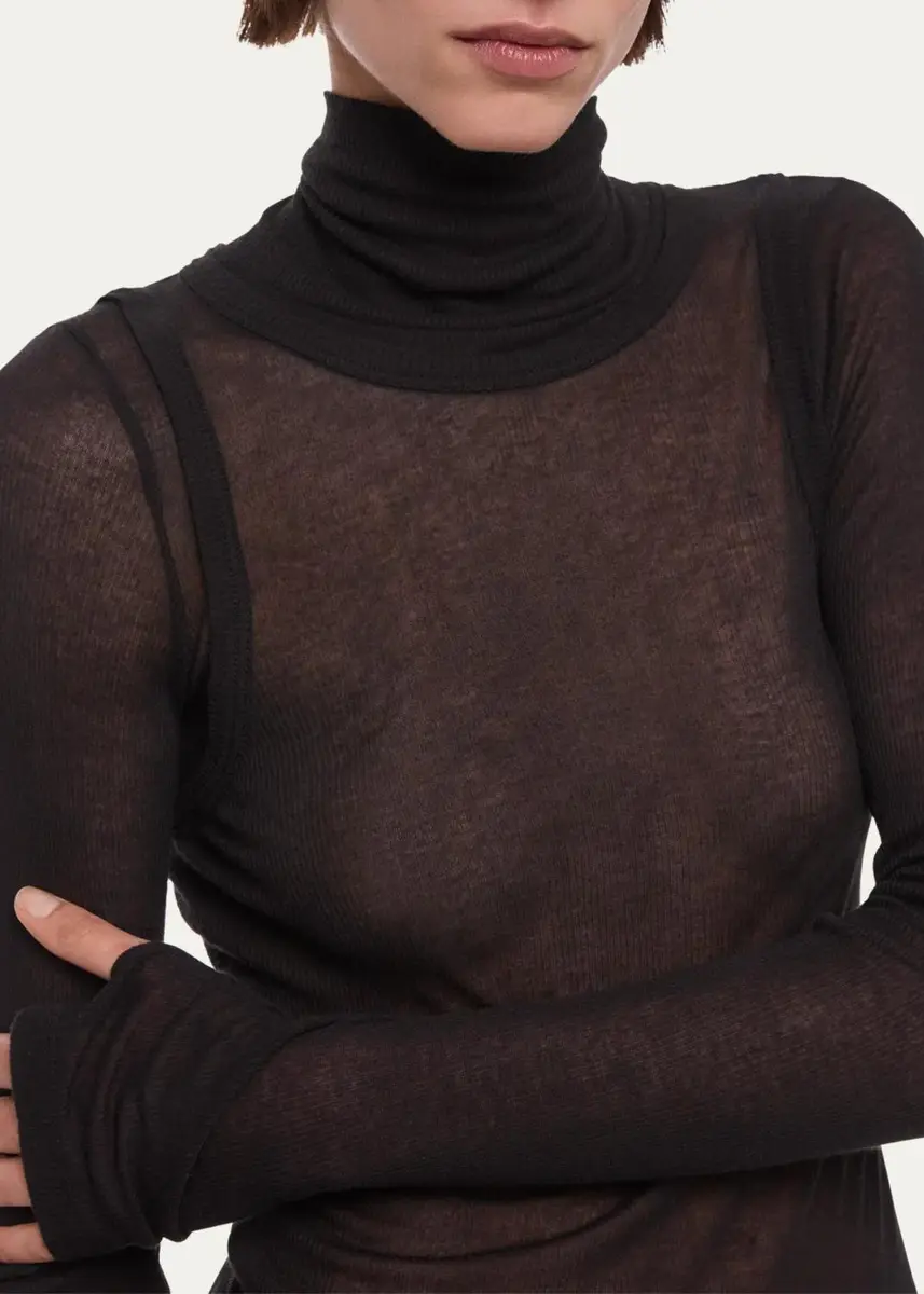 Helmut Lang Layered Sheer Turtleneck Top | Thumbnail 5 Helmut Lang Layered Sheer Turtleneck Top | Thumbnail 5
