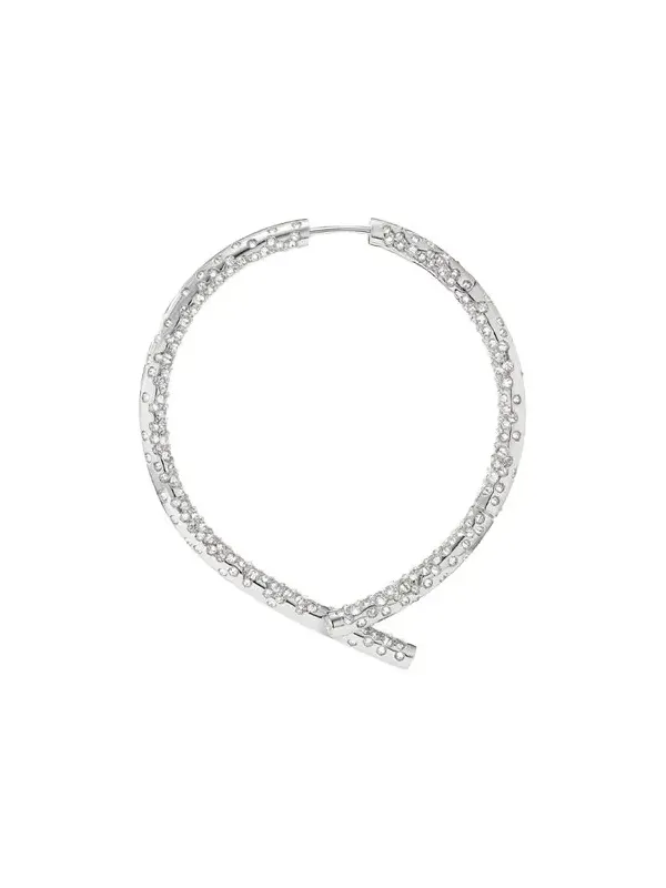 18K White Gold Diamond Oera Hoop Earrings