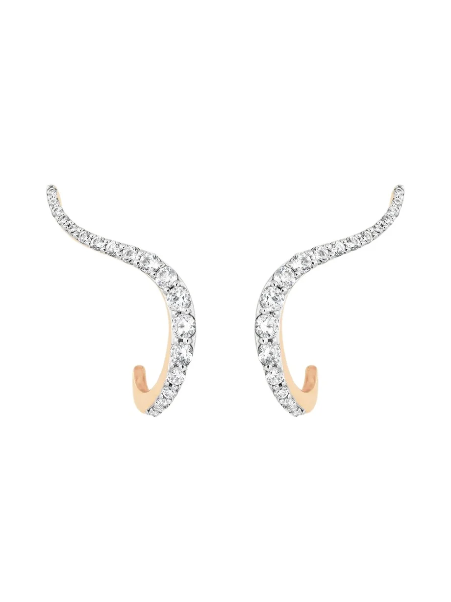 14K Rose Gold Halo Diamond Climber Earrings, 0.5tcw