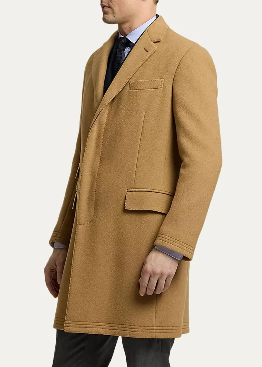 Ralph Lauren Purple Label Men's Kent Hand-Tailored Wool-Blend Top Coat | Thumbnail 4