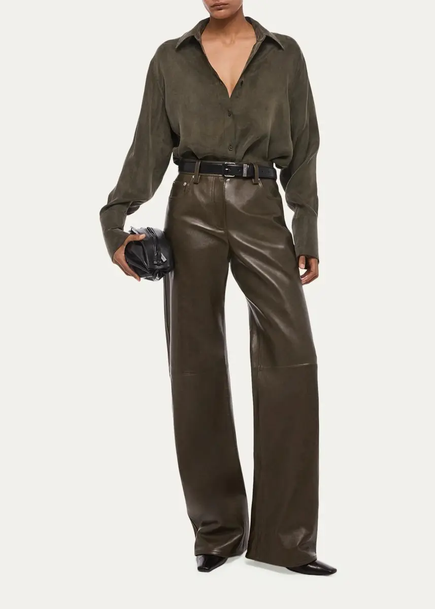 Helmut Lang Relaxed Leather Bootcut Pants | Thumbnail 2