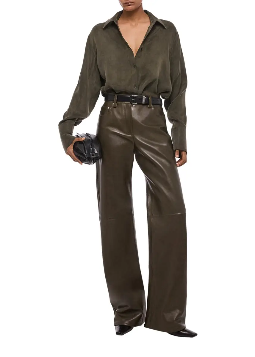Helmut Lang Relaxed Leather Bootcut Pants | Thumbnail 4