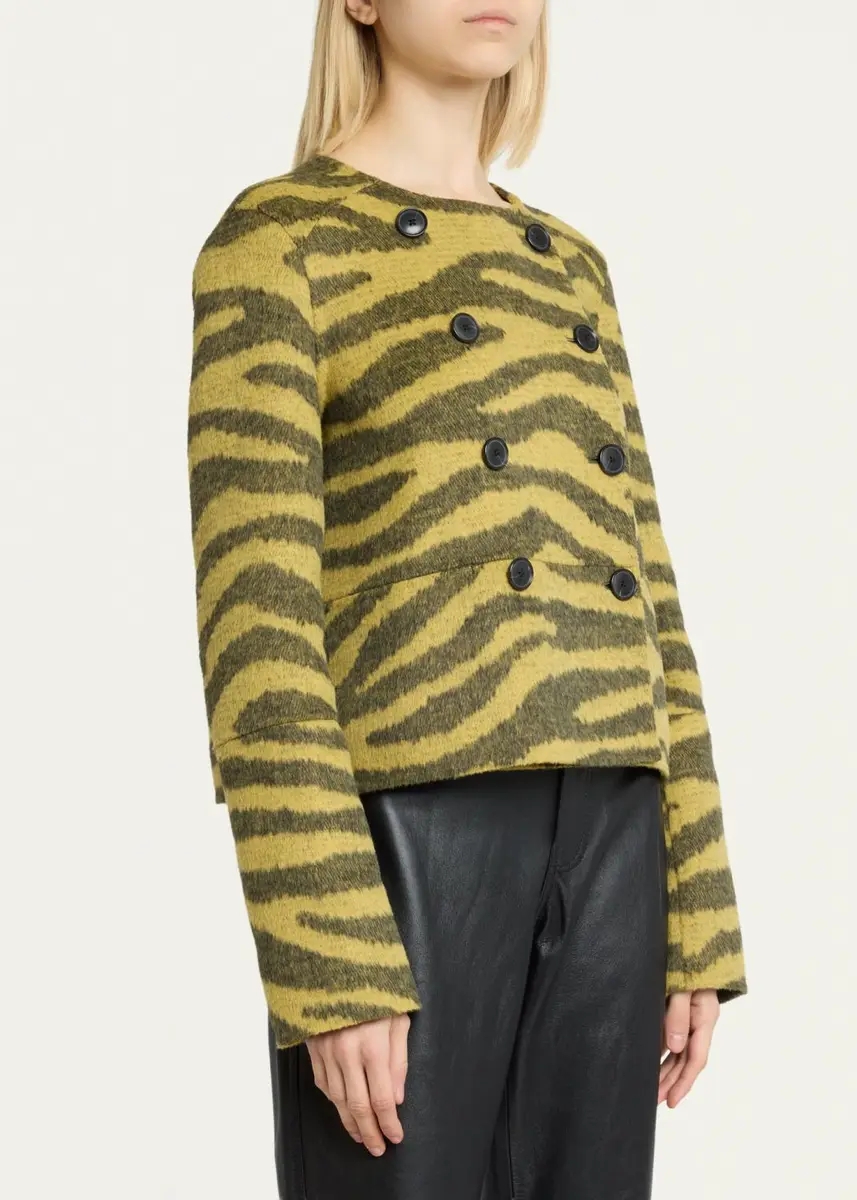 Proenza Schouler White Label Courtney Zebra Wool-Cashmere Jacket | Thumbnail 4 Proenza Schouler White Label Courtney Zebra Wool-Cashmere Jacket | Thumbnail 4