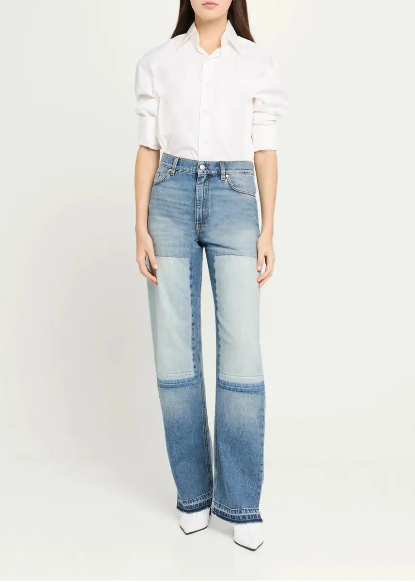 Stella McCartney Mid-Rise Patchwork Straight-Leg Jeans | Thumbnail 2