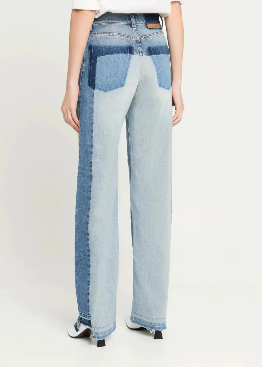 Stella McCartney Mid-Rise Patchwork Straight-Leg Jeans | Thumbnail 3