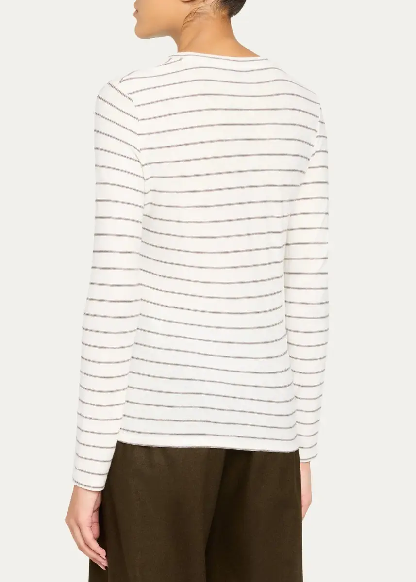 Vince Striped Long-Sleeve Cotton T-Shirt | Thumbnail 3 Vince Striped Long-Sleeve Cotton T-Shirt | Thumbnail 3