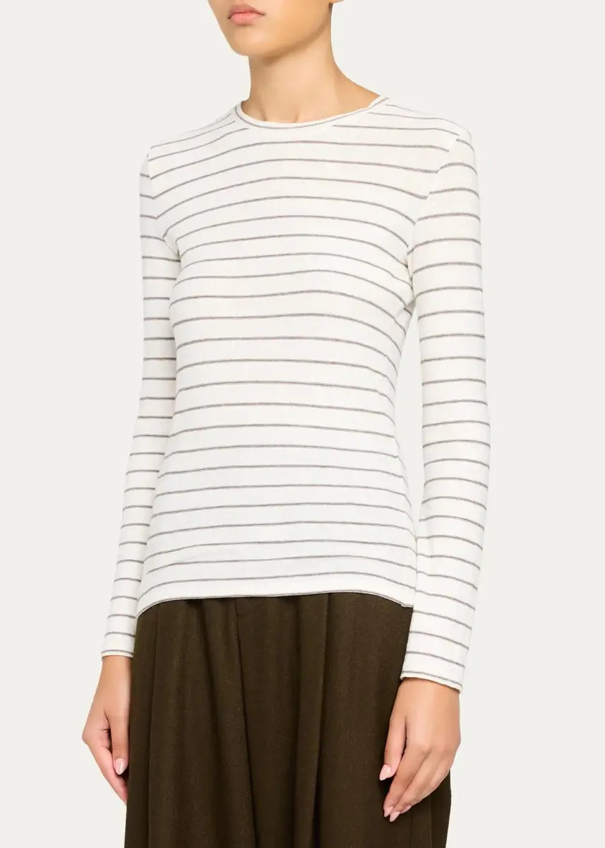 Vince Striped Long-Sleeve Cotton T-Shirt | Thumbnail 4 Vince Striped Long-Sleeve Cotton T-Shirt | Thumbnail 4