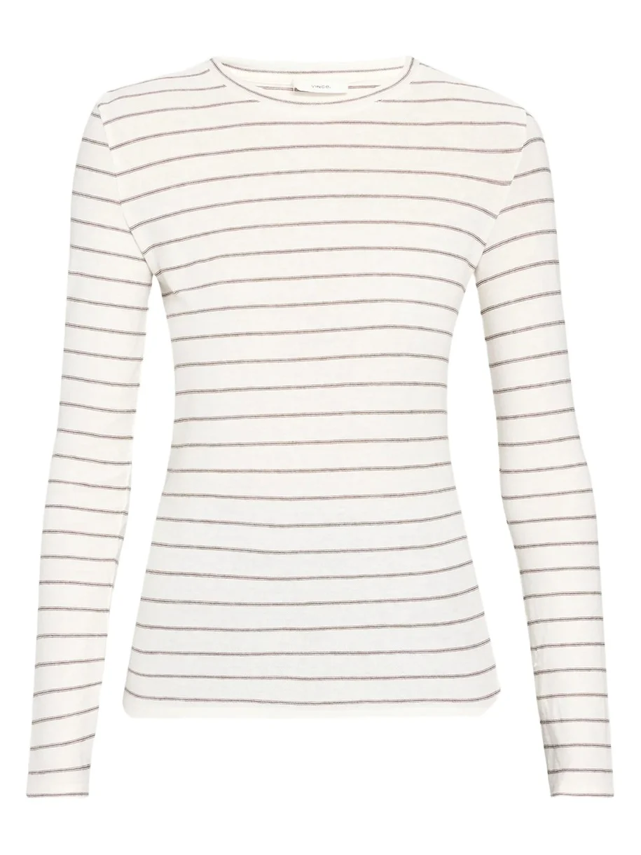 Vince Striped Long-Sleeve Cotton T-Shirt