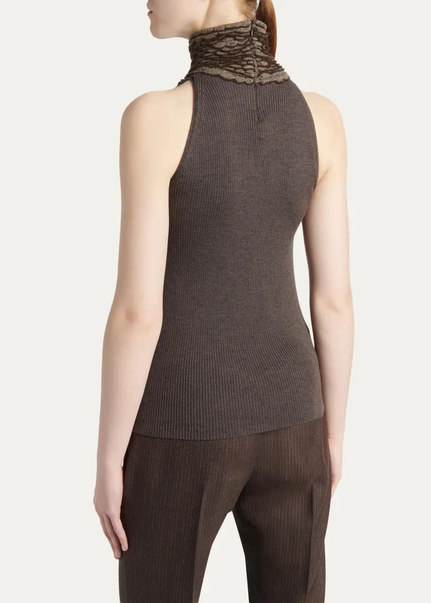 Alexander McQueen Turtleneck Scalloped Halter Top | Thumbnail 3 Alexander McQueen Turtleneck Scalloped Halter Top | Thumbnail 3