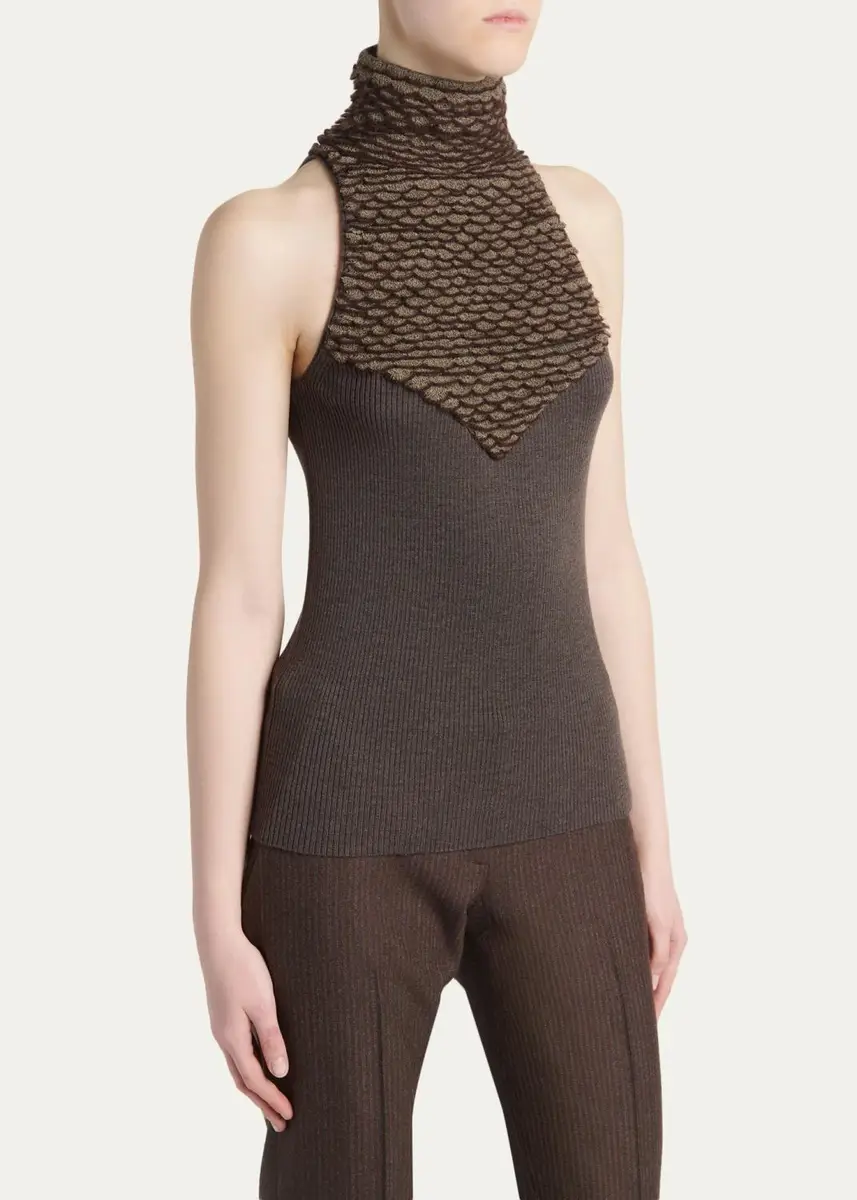 Alexander McQueen Turtleneck Scalloped Halter Top | Thumbnail 4 Alexander McQueen Turtleneck Scalloped Halter Top | Thumbnail 4