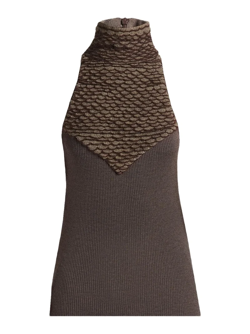 Turtleneck Scalloped Halter Top