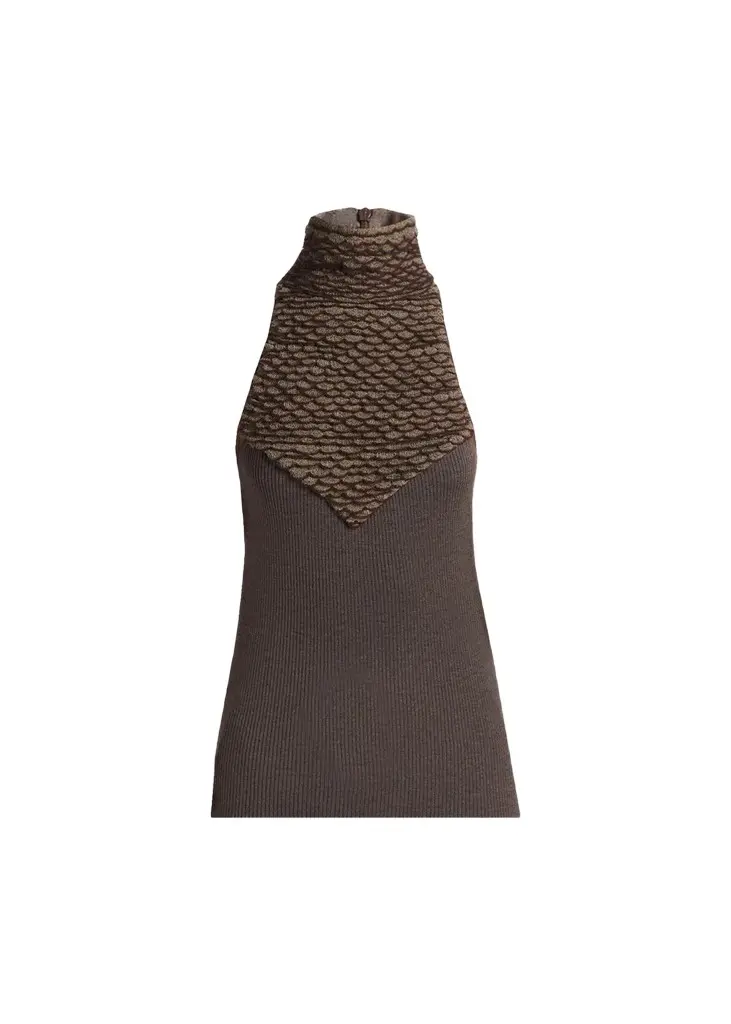 Alexander McQueen Turtleneck Scalloped Halter Top