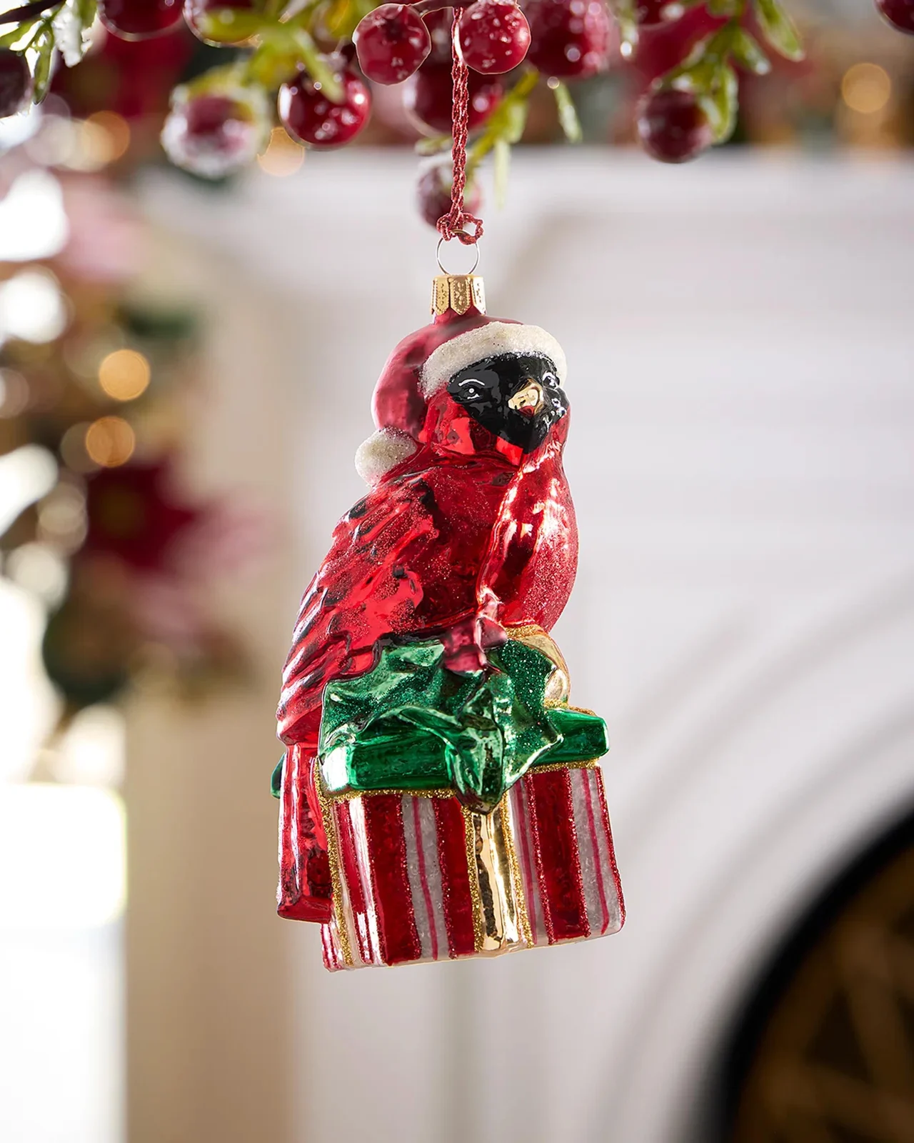 Exclusive Cardinal On Present Christmas Ornament