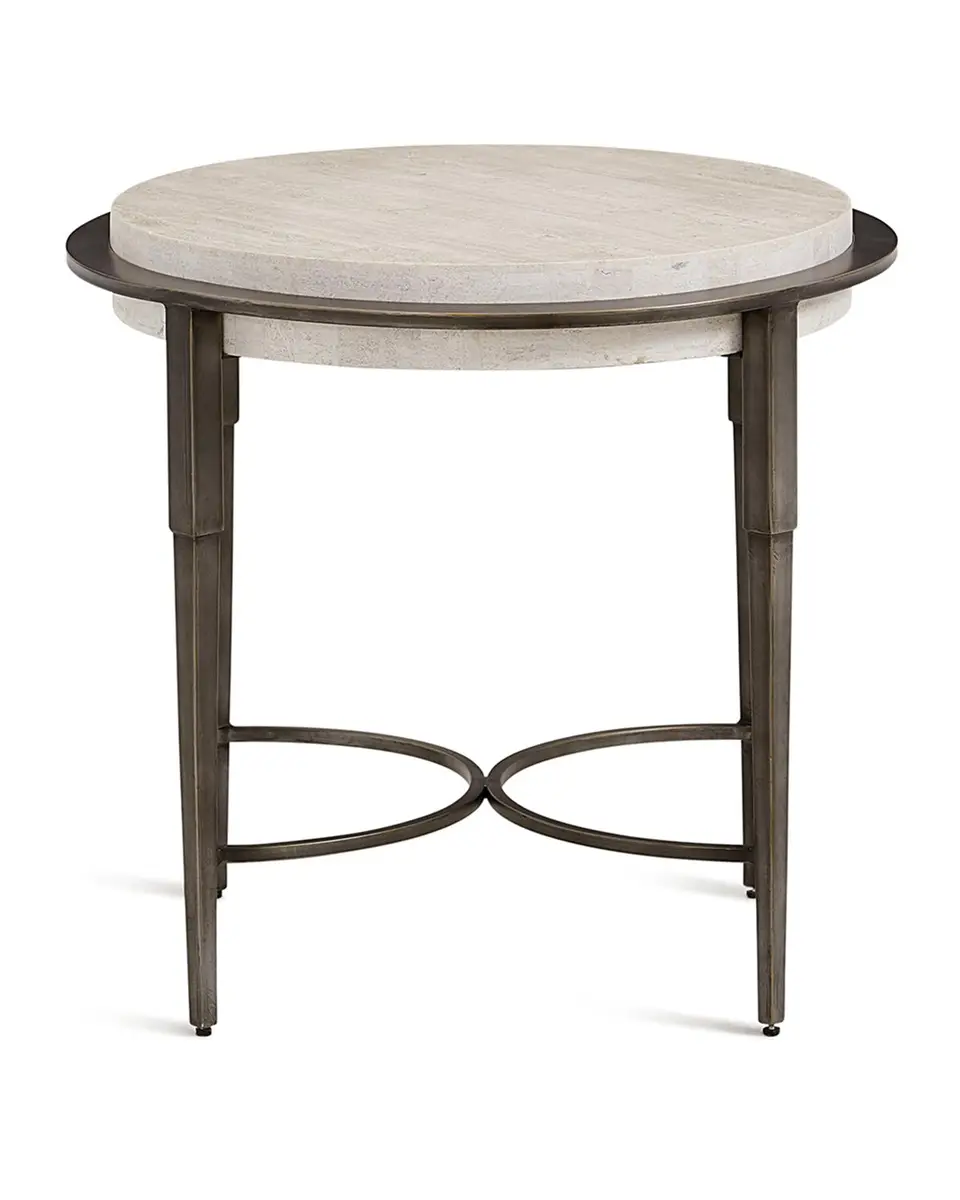 Bernhardt Barclay Round Travertine Chair-Side Table | Thumbnail 2