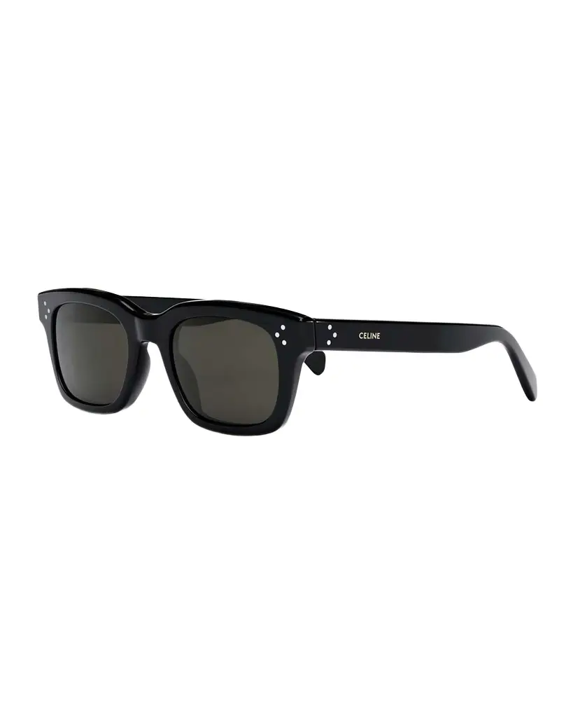 Celine Men's Havana Rectangle Logo Sunglasses
