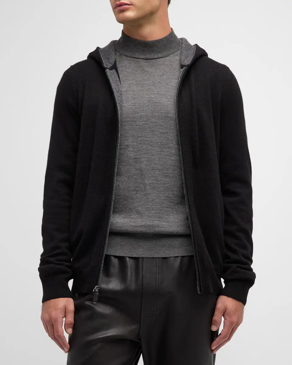 Neiman Marcus Men's Cashmere Full-Zip Hoodie | Thumbnail 4 Neiman Marcus Men's Cashmere Full-Zip Hoodie | Thumbnail 4