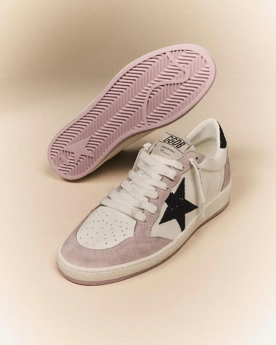 Golden Goose Ballstar Mixed Leather Glitter Low-Top Sneakers | Thumbnail 5