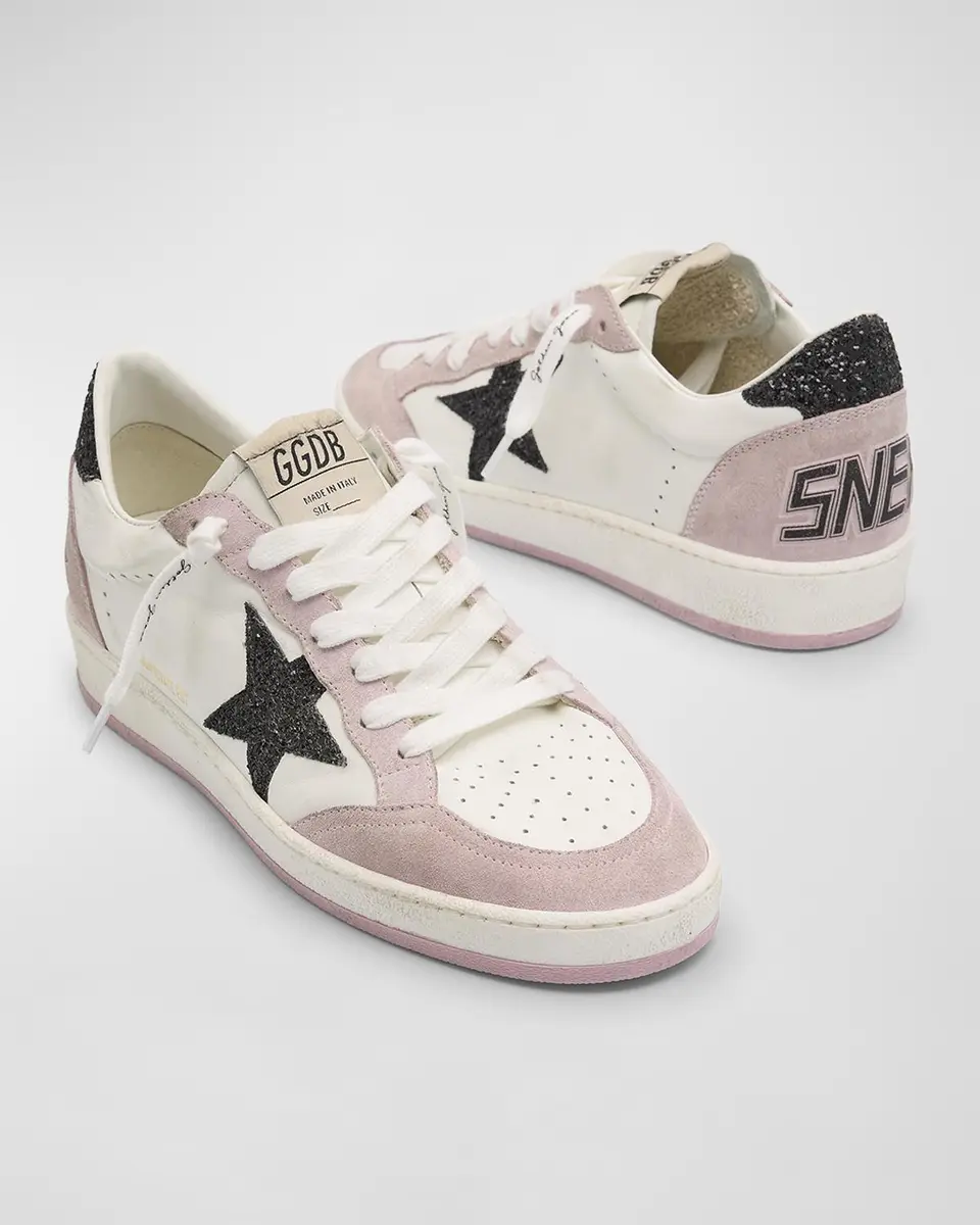 Golden Goose Ballstar Mixed Leather Glitter Low-Top Sneakers | Thumbnail 9