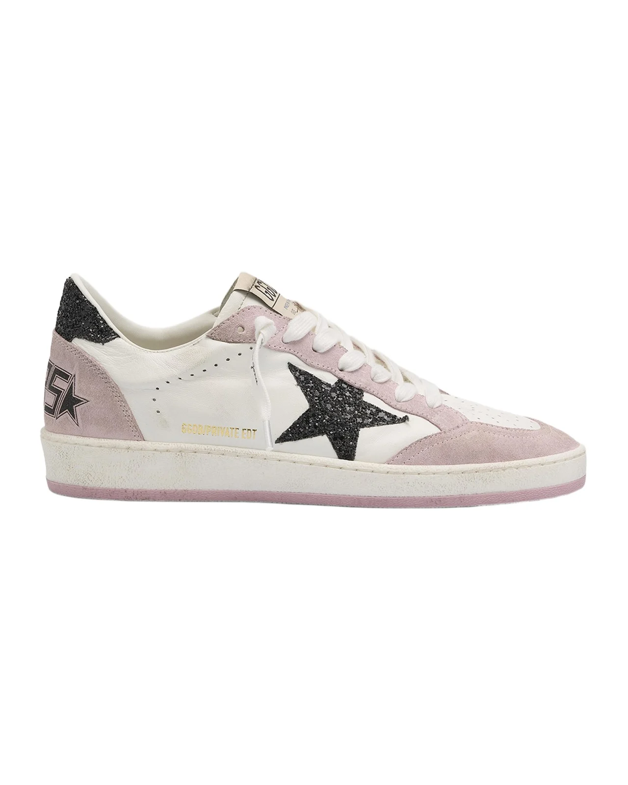 Golden Goose Ballstar Mixed Leather Glitter Low-Top Sneakers