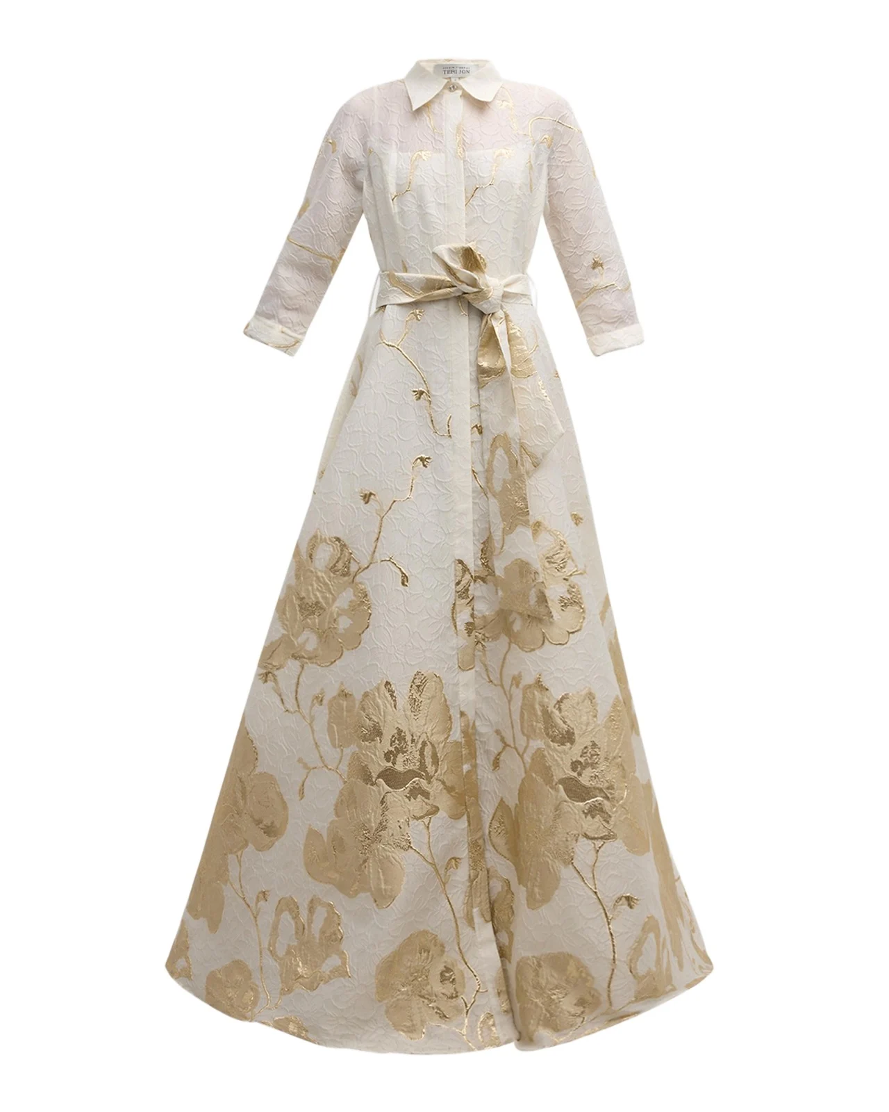 A-Line Metallic Jacquard Shirt Gown A-Line Metallic Jacquard Shirt Gown