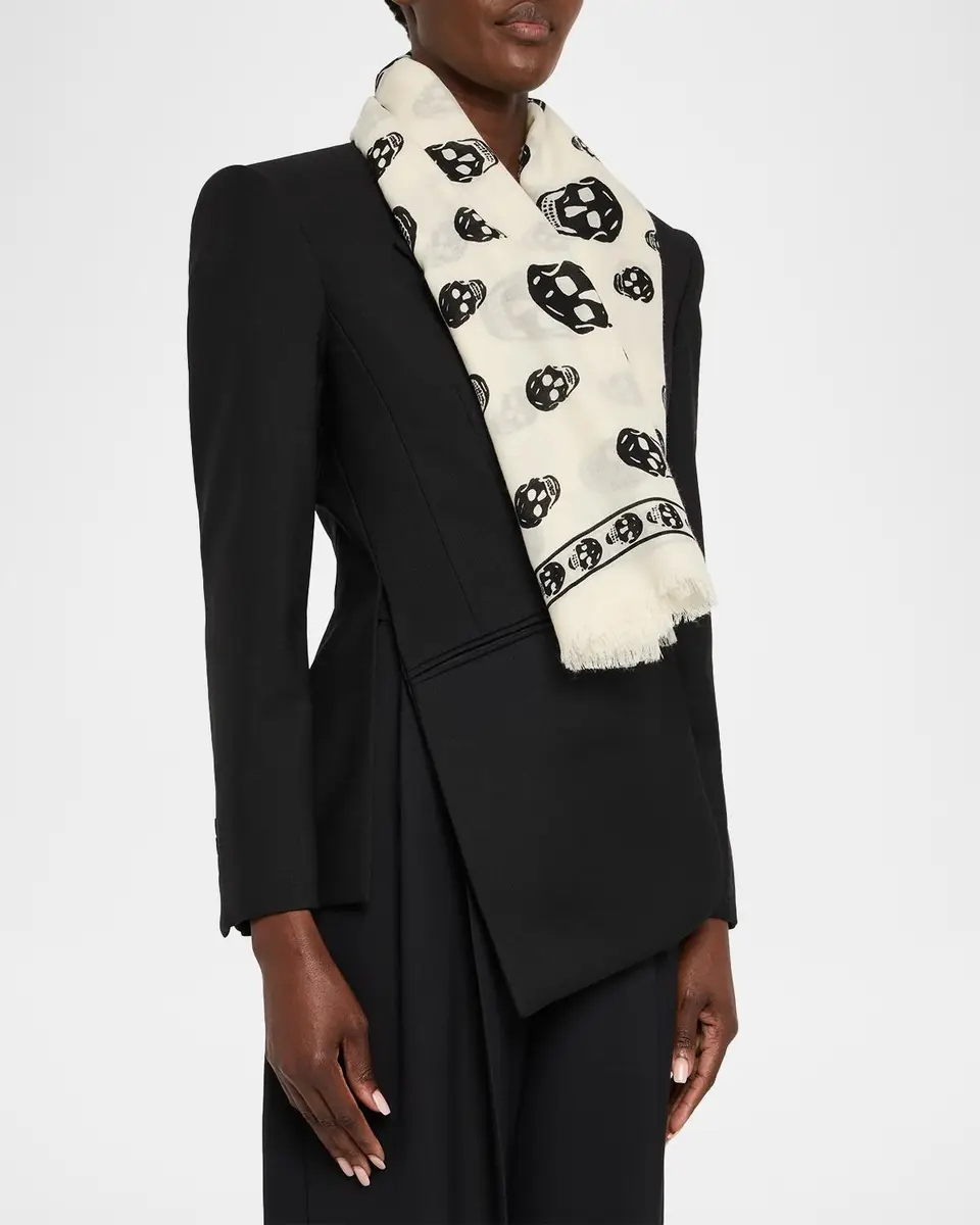 Alexander McQueen Classic Skull Wool Scarf | Thumbnail 3 Alexander McQueen Classic Skull Wool Scarf | Thumbnail 3