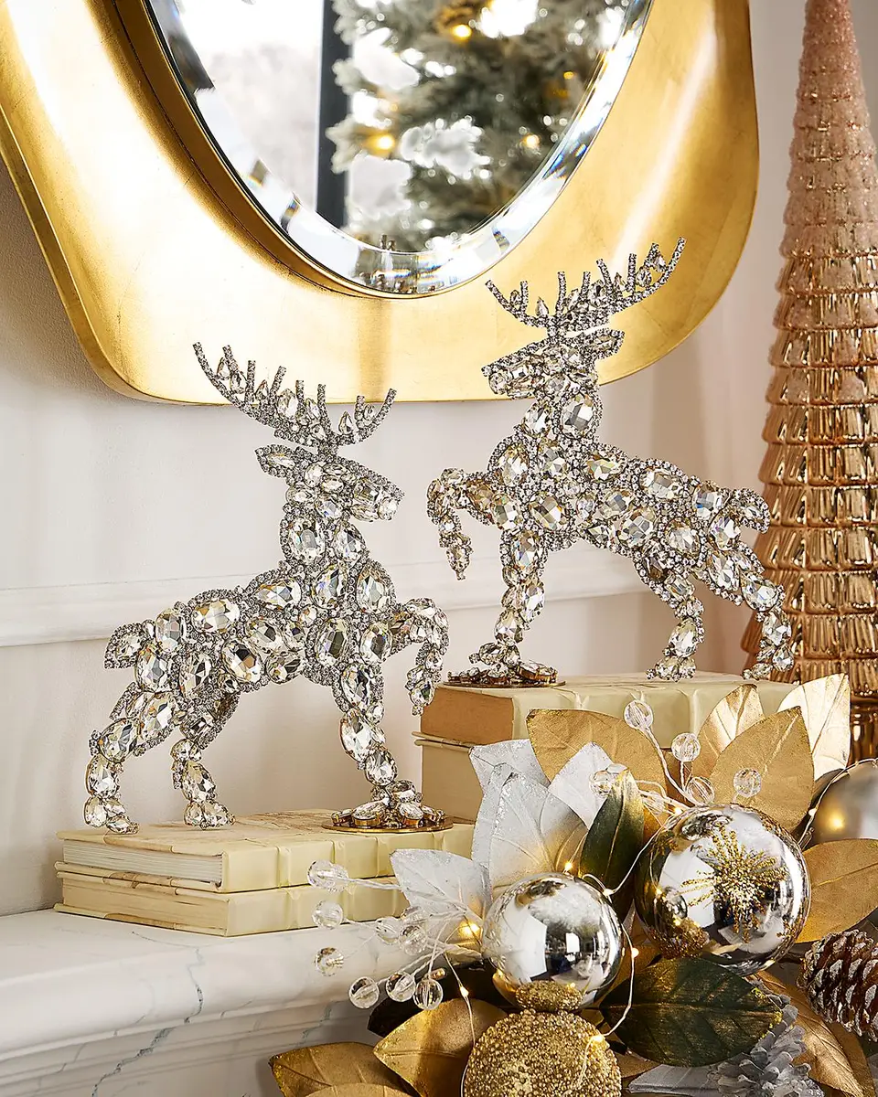 Exclusive Dazzling Valiant Left-Facing Crystal Reindeer Decoration | Thumbnail 2 Exclusive Dazzling Valiant Left-Facing Crystal Reindeer Decoration | Thumbnail 2