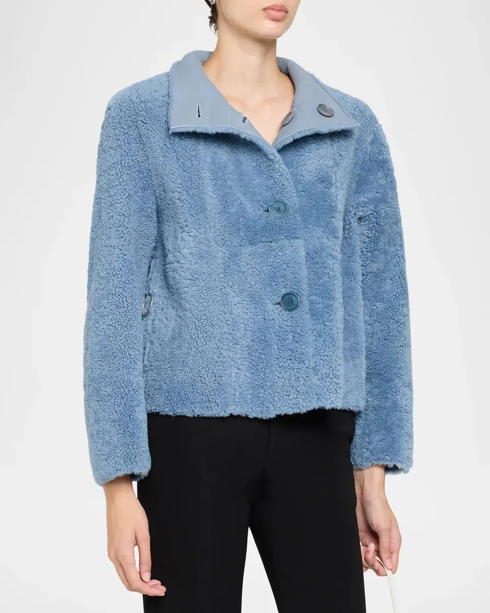 Akris punto Throw Over Lamb Shearling Reversible Coat | Thumbnail 4