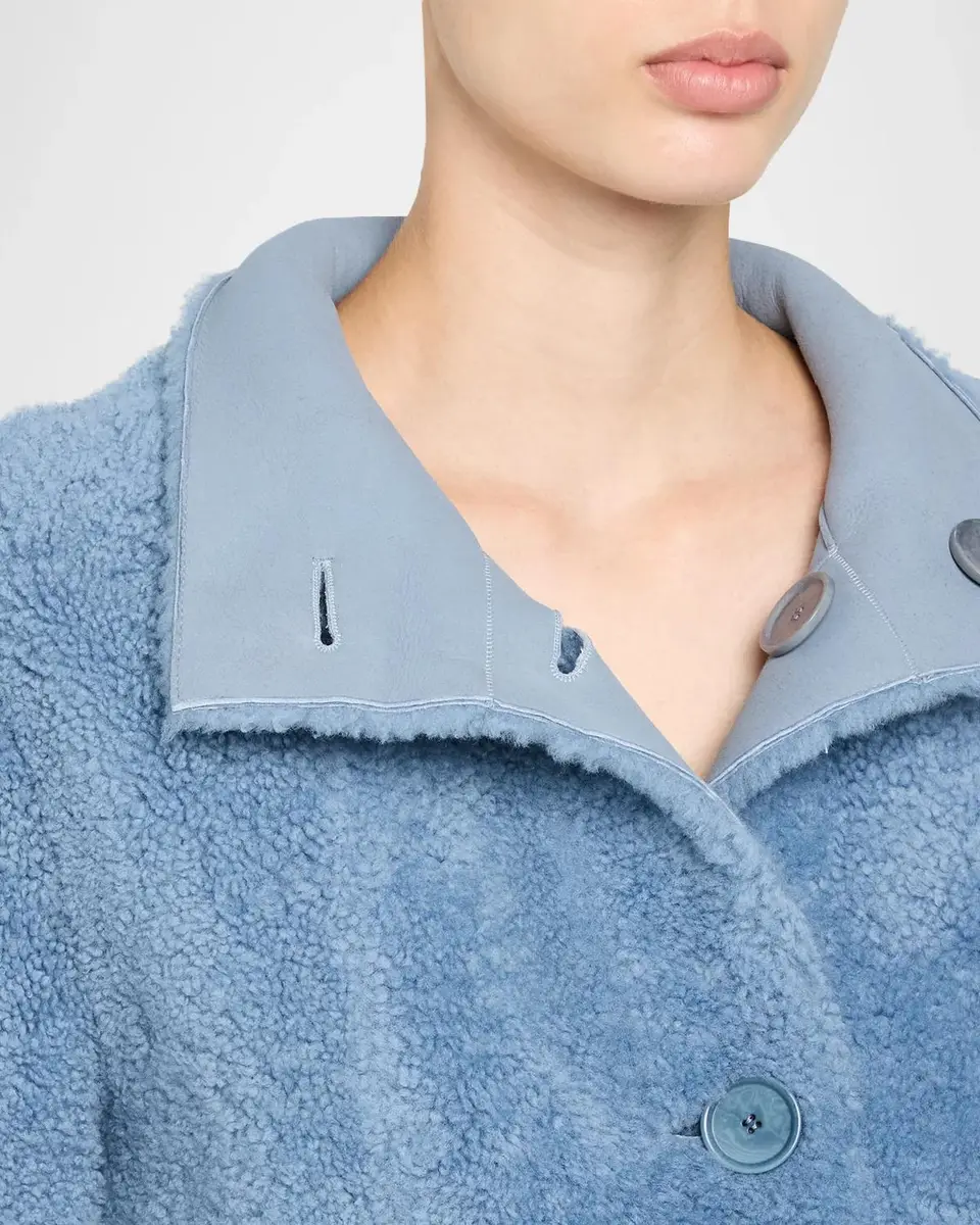 Akris punto Throw Over Lamb Shearling Reversible Coat | Thumbnail 5