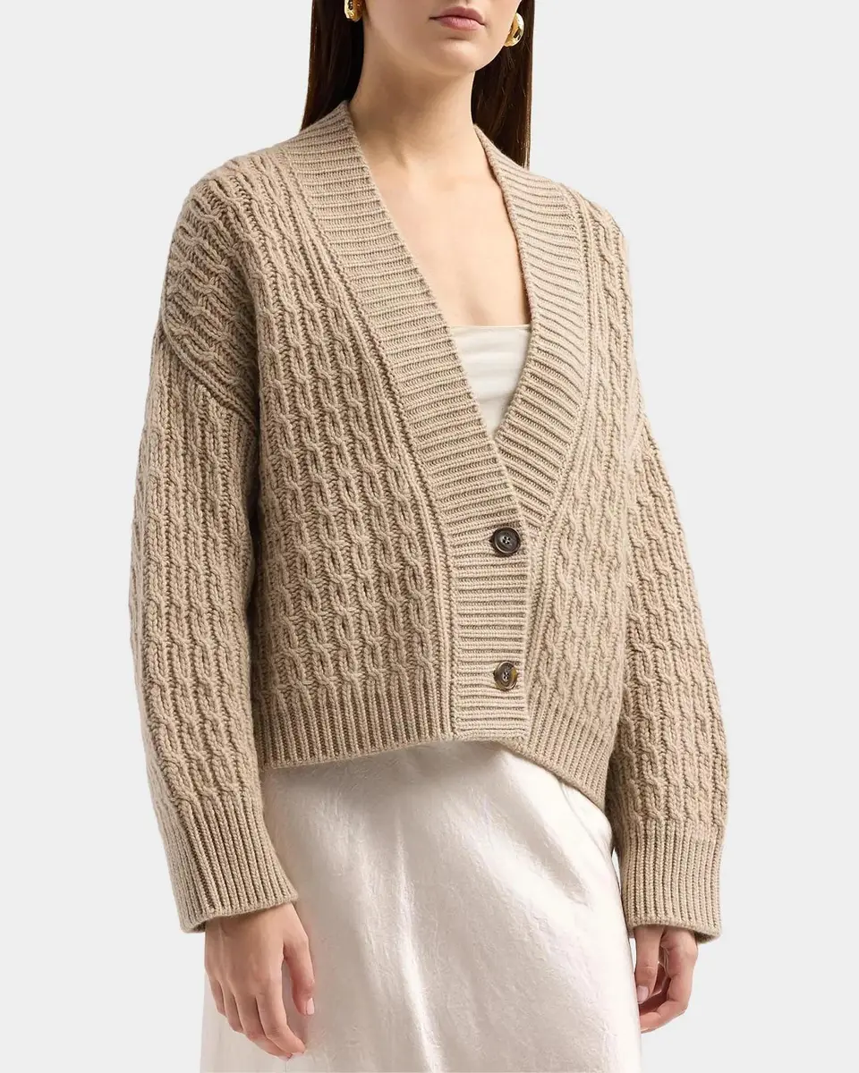 Malo Anna Cashmere Cable-Knit V-Neck Cardigan | Thumbnail 4 Malo Anna Cashmere Cable-Knit V-Neck Cardigan | Thumbnail 4