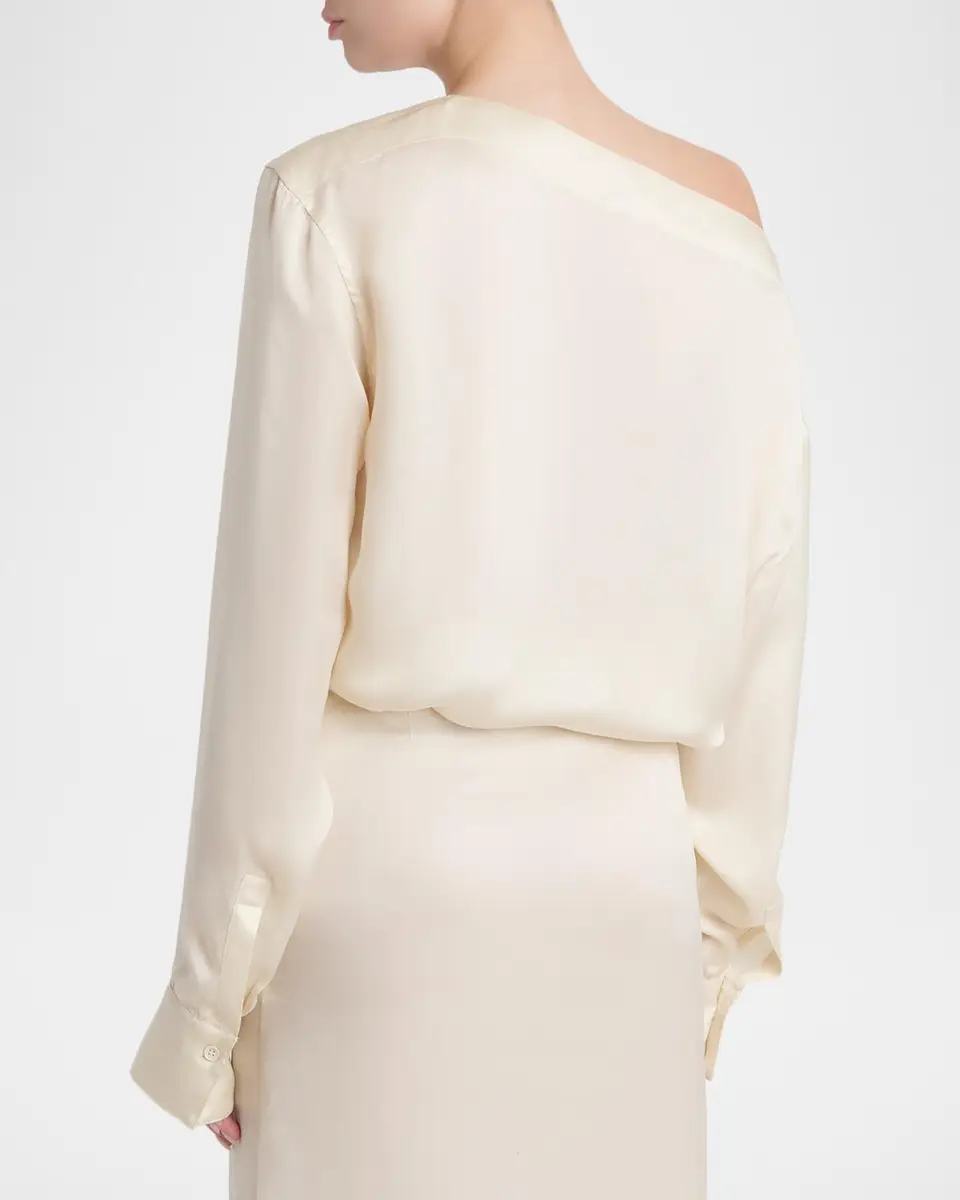 Ferragamo Satin Lace-Up Blouse | Thumbnail 3