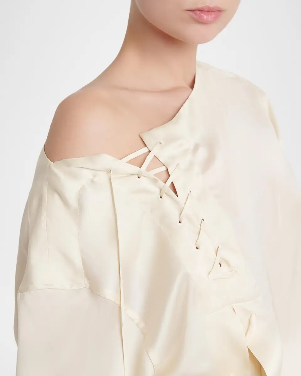 Ferragamo Satin Lace-Up Blouse | Thumbnail 5