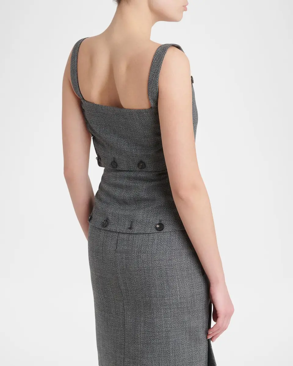 Ferragamo Button-Embellished Mouline Wool Top | Thumbnail 3