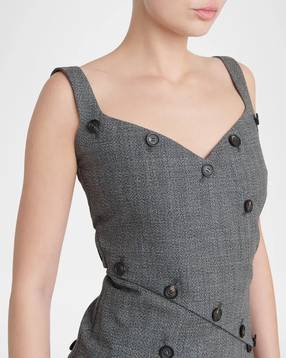 Ferragamo Button-Embellished Mouline Wool Top | Thumbnail 5