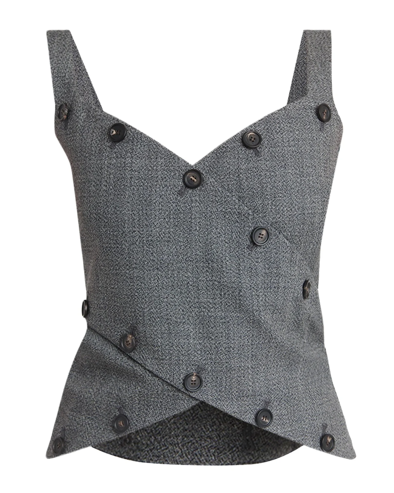 Button-Embellished Mouline Wool Top Button-Embellished Mouline Wool Top
