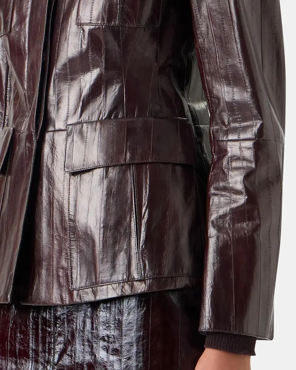Akris Kimia Lacquered Eel Leather Fitted Jacket | Thumbnail 5 Akris Kimia Lacquered Eel Leather Fitted Jacket | Thumbnail 5