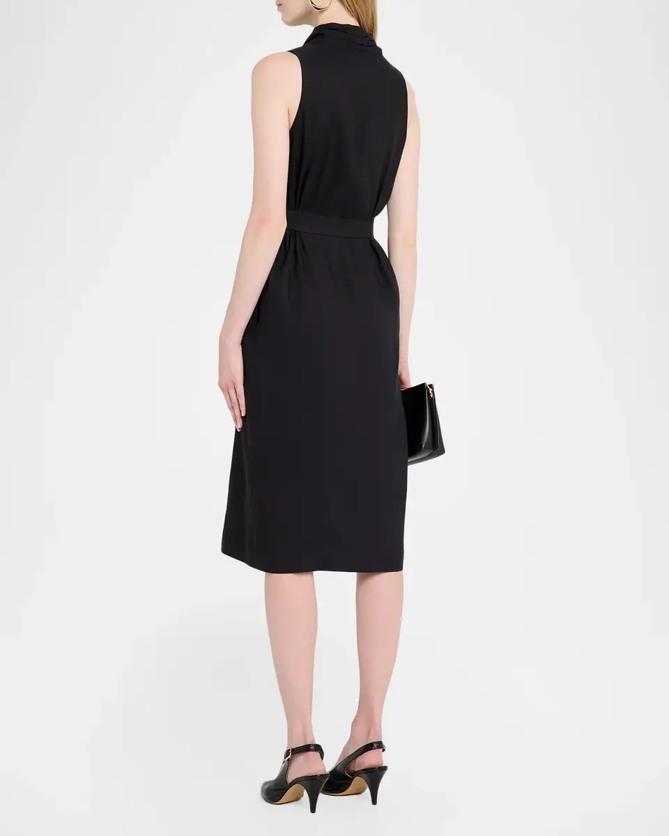 Max Mara Navetta Sleeveless Belted Linen Button-Front Midi Dress | Thumbnail 3