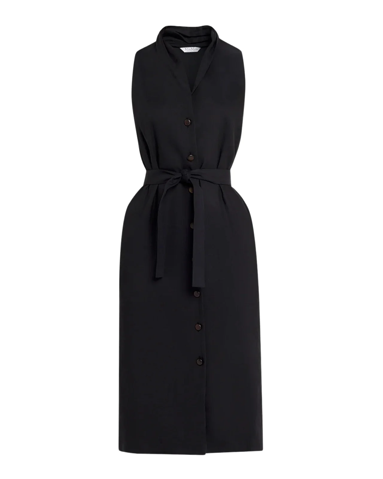 Max Mara Navetta Sleeveless Belted Linen Button-Front Midi Dress