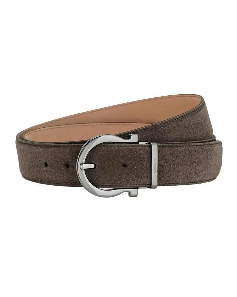 Ferragamo Men's Gancio-Buckle Reversible Leather Belt | Image 1 Ferragamo Men's Gancio-Buckle Reversible Leather Belt | Image 1